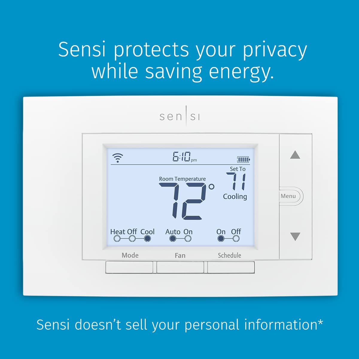 Wi-Fi Enabled Thermostat, Energy Efficient, Easy Setup, Works with Voice Assistants